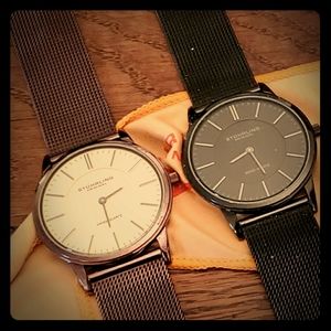 Low profile black and brown Stuhrling watches